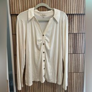 Plus Ruched Polo Cardigan